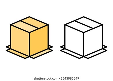Package box icon object cartoon, sticker flat vector
