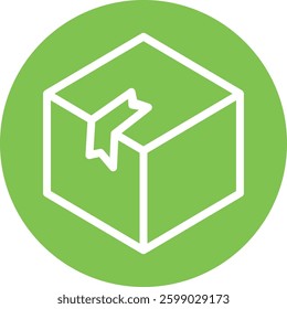  Package Box Icon on Green Circle