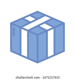 Paket-Box-Symbol auf weißem Hintergrund, blauer Umriss-Stil, Vektorillustration-Illustration