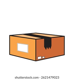 Package box icon vector design in brown cartoon style