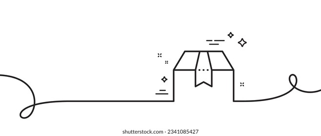 Package box line icon. Continuous one line with curl. Delivery parcel sign. Cargo goods symbol. Package box single outline ribbon. Loop curve pattern. Vector