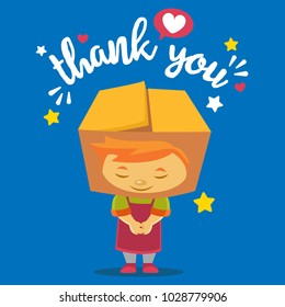 A package box mascot bowing saying thank you