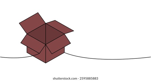 Package box one line colored continuous drawing. Cargo box. Vector illustration.