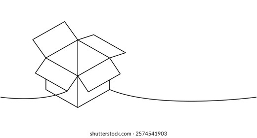 Package box one line continuous drawing. Cargo box. Vector illustration.