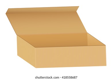 Package box. Open brown cardboard box. Vector illustration isolated on white background