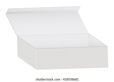 Package box. Open white cardboard box. Vector illustration isolated on white background