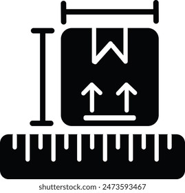 Package box with ruler scale showing concept icon of package dimensions, parcel measurement