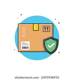 Package Box with Shield Vector Illustration. Delivery Insurance Concept Design