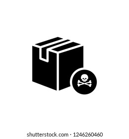 Package Box With Special Rule Icon in Glyph Style. Contains Dangerous Goods . High Attention. Beware when Delivery - Vector Template.