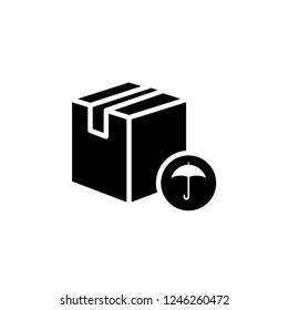 Package Box With Special Rule Icon in Glyph Style. High Attention on Delivery Goods Vector Template.