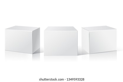 Package Box. Three different positions. Product Packing Vector.