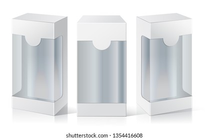 Package Box. Three different positions. Product Packing Vector.