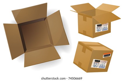 Package boxes. Open box. Vector.