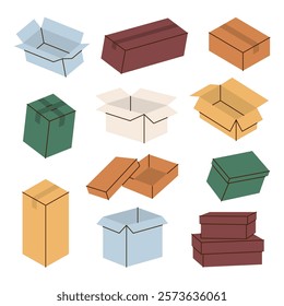 Package boxes. Present gift boxes. Vector illustration.