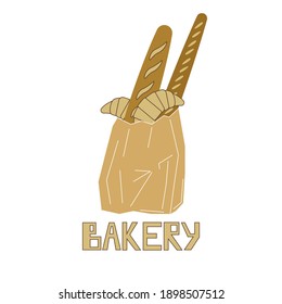 A package with bread and croissants from bakery