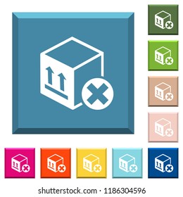 Package cancel white icons on edged square buttons in various trendy colors