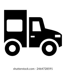
Vector del icono del coche del paquete, ilustración del coche del paquete en estilo de la silueta plana, para la compañía y el diseño del logotipo del Web