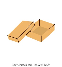 Package cardboard box. Carton delivery packaging box. Vector illustration.