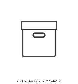 Package cardboard box line icon, outline vector sign, linear style pictogram isolated on white. Symbol, logo illustration. Editable stroke. Pixel perfect vector graphics