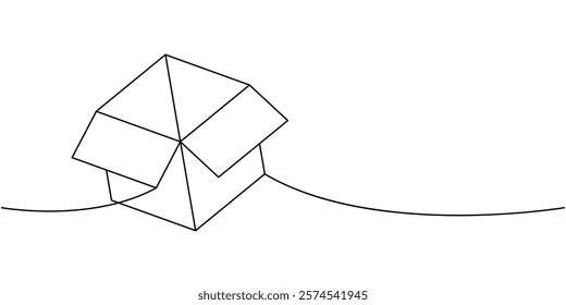 Package cardboard box one line continuous drawing. Delivery box. Vector illustration.