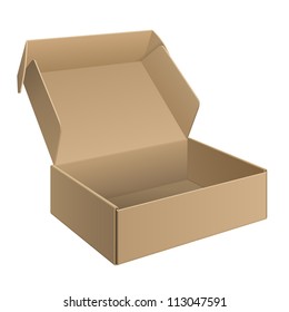 Package Cardboard Box Opened. For Software, electronic device and other products. Vector illustration