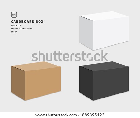 Package cardboard box set. Mockup vector isolated. Template design. Realistic vector illustration.