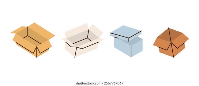 Package cardboard boxes. Carton delivery boxes. Vector illustration.