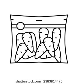 vector de icono de línea de zanahoria de paquete. señal de zanahoria de paquete. símbolo de contorno aislado ilustración negra