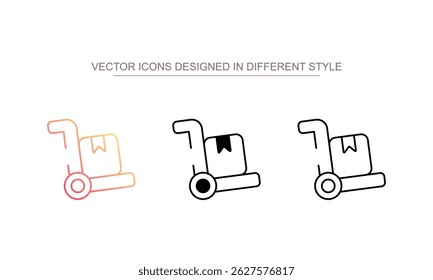 Empacotar o desenho do ícone do carrinho com o fundo branco ilustração de stock