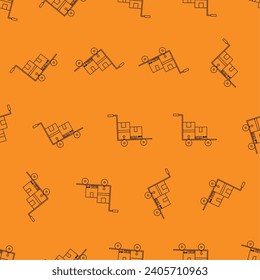 Package cart line art seamless pattern. Suitable for backgrounds, wallpapers, fabrics, textiles, wrapping papers, printed materials, and many more. Editable vector.