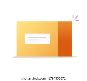 Package carton box vector icon isolated flat cartoon illustration, pack cardboard present shipped or delivered, cargo freight mail packaging clipart on white 