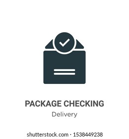 Package checking vector icon on white background. Flat vector package checking icon symbol sign from modern delivery collection for mobile concept and web apps design.