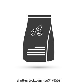 Package coffee icon. Flat vector illustration in black on white background. EPS 10