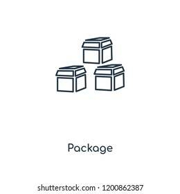 Package concept line icon. Linear Package concept outline symbol design. This simple element illustration can be used for web and mobile UI/UX.