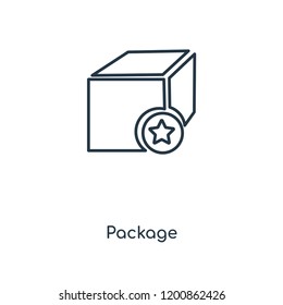 Package concept line icon. Linear Package concept outline symbol design. This simple element illustration can be used for web and mobile UI/UX.