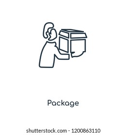 Package concept line icon. Linear Package concept outline symbol design. This simple element illustration can be used for web and mobile UI/UX.