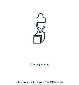 Package concept line icon. Linear Package concept outline symbol design. This simple element illustration can be used for web and mobile UI/UX.