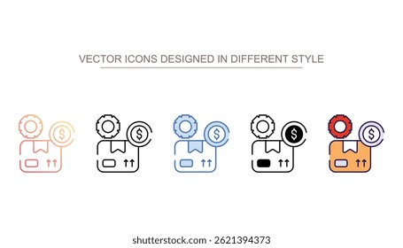 Diseño de icono de costo de paquete con ilustración de stock de fondo blanco