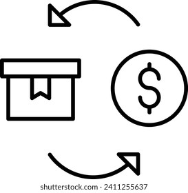 Package cost Outline vector illustration icon