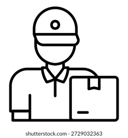 The package courier icon with someone carrying a package box