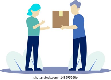 Package Courier Service Flat Illustration