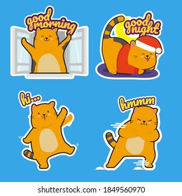 Paquete de pegatinas de gatos gordos