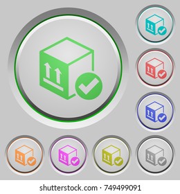 Package delivered color icons on sunk push buttons
