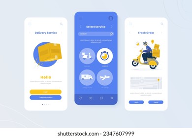 Package delivery application onboard screen mobile template