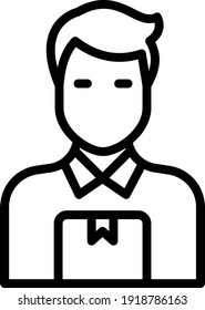 Package Delivery Boy Concept, postal carrier Vector Icon Design, postal service symbol on white background, physically transporting postcards and parcels Sign, Courier and Shipping Services Stock illu