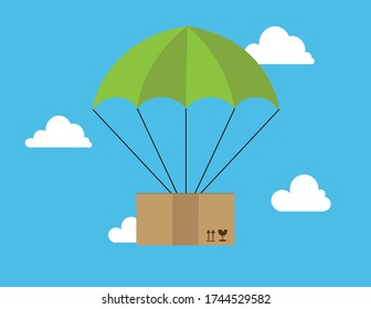 Package Delivery By Parachute Fast Illustration