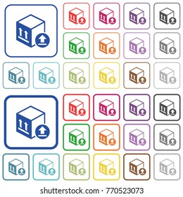 Package delivery color flat icons in rounded square frames. Thin and thick versions included.