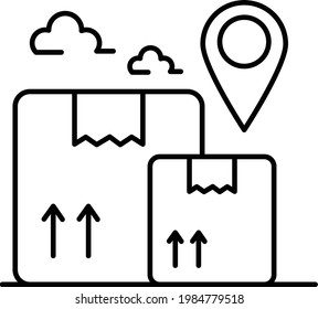 Package Delivery Concept, Cardboard with Pin Location Org GPS Bubble Vector Icon Design, Business and Management Symbol, Banking and finance Sign, ECommerce and Delivery Stock illustration