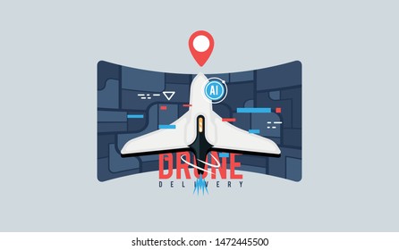 Package Delivery Drone. Concept illustration of a drone carrying a package.