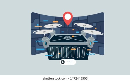 Package Delivery Drone. Concept illustration of a drone carrying a package.